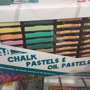 48 Count Chalk and Oil Pastels Set